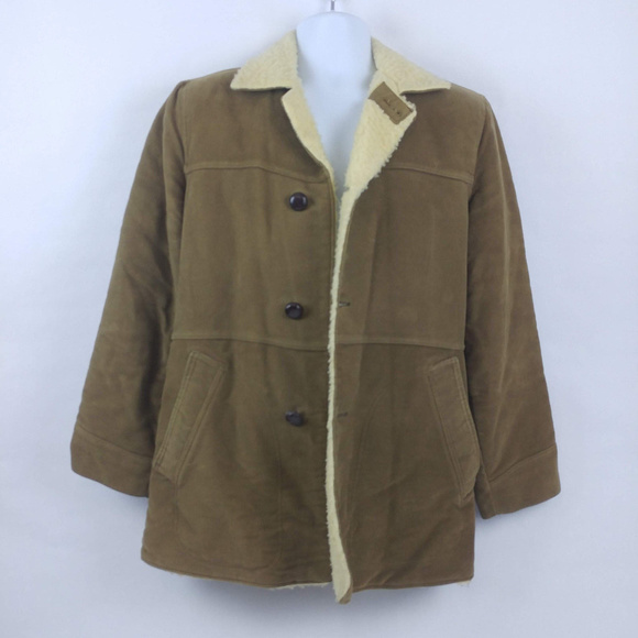 Vintage Airman Mens Barn Coat Tan Suede Wool Small - Picture 7 of 8